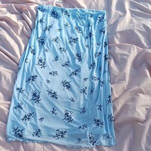 Floral Blue Midi Skirt XXL No Boundaries New With Tags